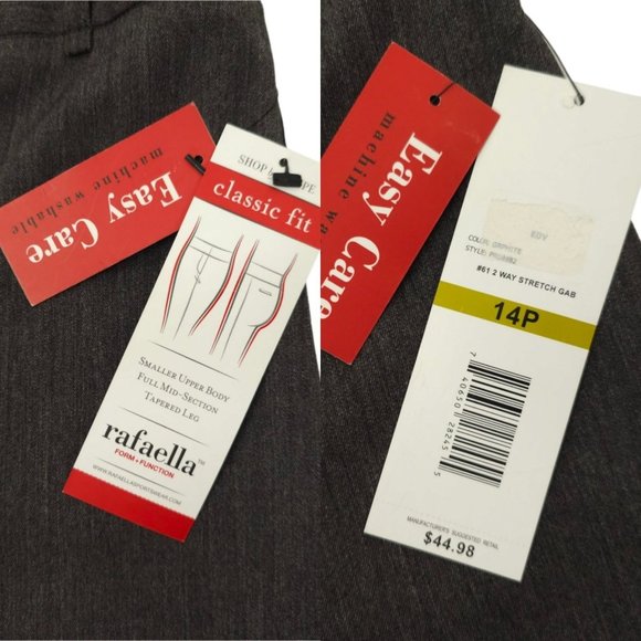 Rafaella Petite Classic Fit Pants Womens 14P Tapered Leg 2 Way Stretch Gab NEW - Picture 8 of 12